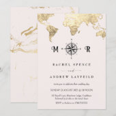 Roze en Goud Reiskaart huwelijksuitnodiging Kaart (Voorkant / Achterkant)