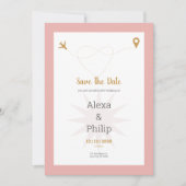 Roze en Goud Save The Date Bruiloft Kaart (Voorkant)