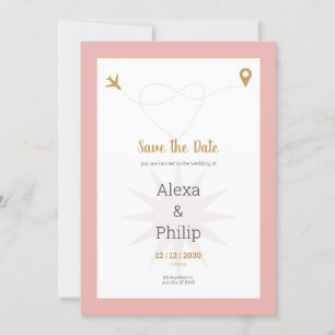 Roze en Goud Save The Date Bruiloft Kaart