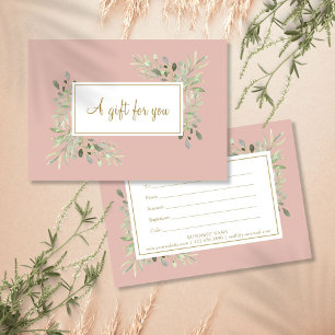 Roze en Goud Script Greenery Gift Certificaat