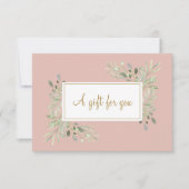 Roze en Goud Script Greenery Gift Certificaat (Voorkant)
