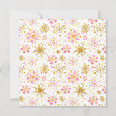 Roze en Goud Sneeuwvlokken Verjaardagsfeest Kaart (Achterkant)