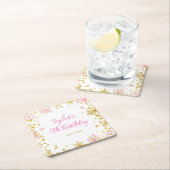 Roze en Goud Sneeuwvlokken Verjaardagsfeest Kartonnen Onderzetters (Insitu)