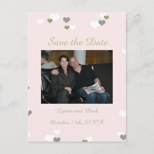 Roze en goud sparen de Datum Aankondigingskaart (Voorkant)