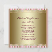 Roze en Goud Sweet 16 Party Kaart (Achterkant)