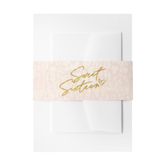 Roze en Goud Sweet 16 Party Uitnodigingen Wikkel (Voorkant Voorbeeld)