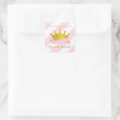 Roze en Goud Tiara Prinses Verjaardag Vierkante Sticker (Tas)