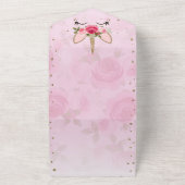 Roze en goud trendy alles in één verjaardagsfeestj all in one uitnodiging (Buitenkant)