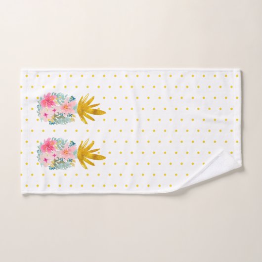 Roze en Goud Tropische Ananas en Polka Dots Bad Handdoek (Handdoek)
