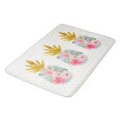 Roze en Goud Tropische Ananas en Polka Dots Badmat (Gekanteld)