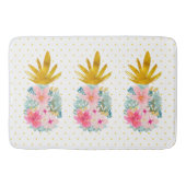 Roze en Goud Tropische Ananas en Polka Dots Badmat (Voorkant)