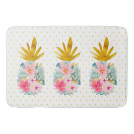 Roze en Goud Tropische Ananas en Polka Dots Badmat