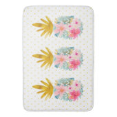 Roze en Goud Tropische Ananas en Polka Dots Badmat (Voorkant Verticaal)