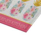 Roze en Goud Tropische Ananas en Polka Dots Snijplank (Hoek)