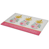 Roze en Goud Tropische Ananas en Polka Dots Snijplank (Hoek)