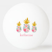 Roze en Goud Tropische Ananas Gepersonaliseerd Pingpongbal (Voorkant)