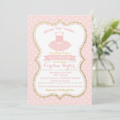 Roze en Goud Tutu Ballet Baby shower Invitation Kaart (Staand voorkant)