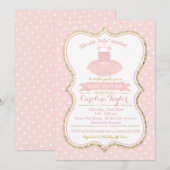 Roze en Goud Tutu Ballet Baby shower Invitation Kaart (Voorkant / Achterkant)