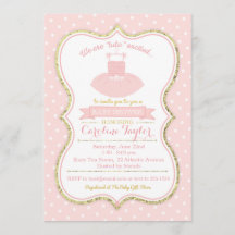 Roze en Goud Tutu Ballet Baby shower Invitation