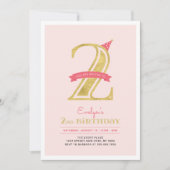 Roze en goud | Tweede verjaardag van het meisje Kaart (Voorkant)