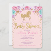 Roze en goud Uniforme uitnodiging voor baby shower (Voorkant)