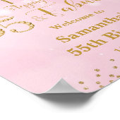 Roze en Goud Vijftig Vijf & Fabulous 55ste Verjaar Poster (Hoek)