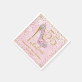 Roze en Goud Vijftig Vijf & Fabulous 55ste Verjaar Servet (Hoek)