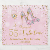 Roze en Goud Vijftig Vijf & Fabulous 55ste Verjaar Sparkling Wijnetiket (Enkel label)