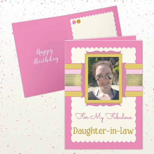 Roze en goud voegen foto's toe, dochter op wettige kaart