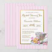 Roze en Goud - Vrijgezellenfeest Tea Invitation Kaart (Voorkant / Achterkant)