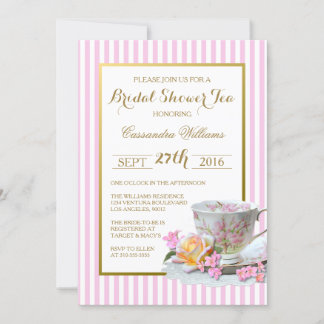 Roze en Goud - Vrijgezellenfeest Tea Invitation Kaart