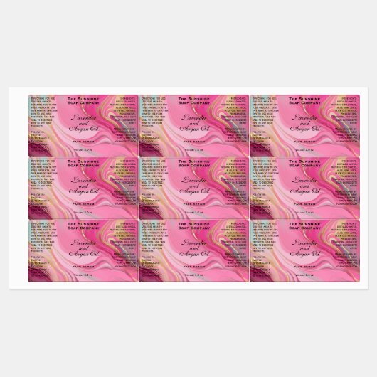 Roze en Goud Waterdichte Cosmetica Dropper Fles Labels (Vel)