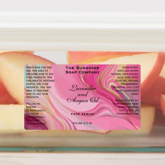 Roze en Goud Waterdichte Cosmetica Dropper Fles Labels (Aangebracht)