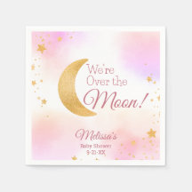 Roze en Goud We zijn dol op de Maan Meisje Baby Sh
