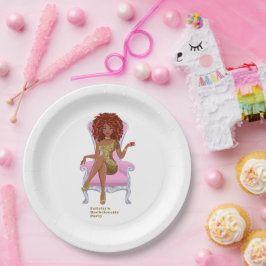 Roze en Goud Zwart Vrouw Papieren Bordje