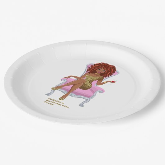 Roze en Goud Zwart Vrouw Papieren Bordje (Gekanteld)