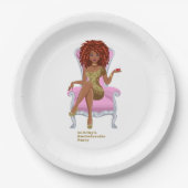 Roze en Goud Zwart Vrouw Papieren Bordje (Voorkant)