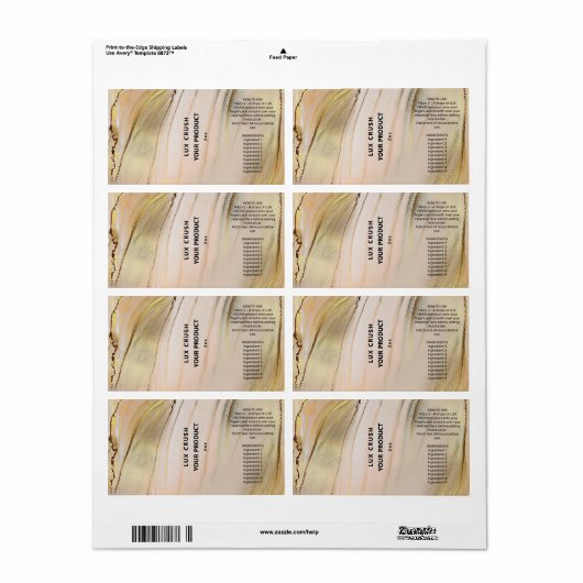 Roze en goudalcohol Dropperflaconlabels Etiket (Full Sheet)