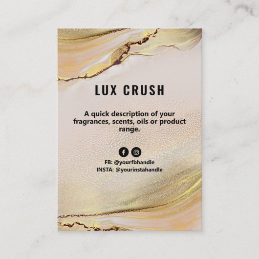 Roze en goudalcohol Kaart productprijslijst Visitekaartje (Voorkant)