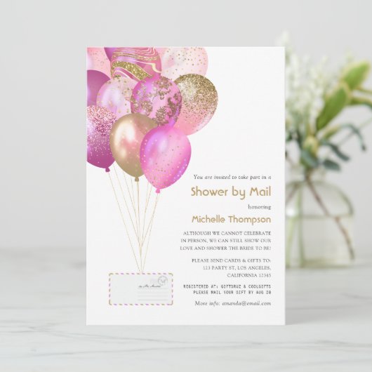 Roze en goudBaby of Vrijgezellenfeest per post Kaart (Staand voorkant)