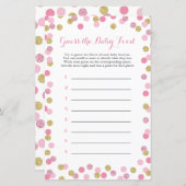 Roze en goudBaby shower raden het Baby Food Game (Voorkant / Achterkant)