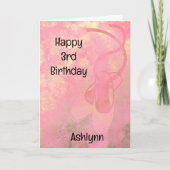 Roze en goudballet 3rd Birthday Kaart (Voorkant)