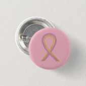 Roze en goudbewustzijnsribbon Aangepaste Buttonnen Ronde Button 3,2 Cm (Voorkant /achterkant)