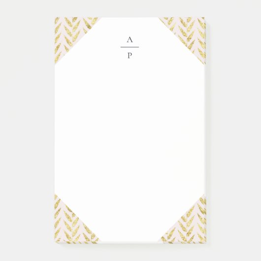 Roze en goudbladmonogrammen post-it® notes (Voorkant)