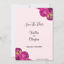 Roze en goudbloem besparen de datum save the date