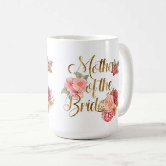 Roze en goudbloem Moeder van de Mok van de Bride (Voorkant rechts)