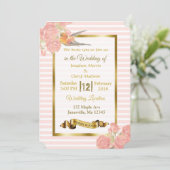 Roze en goudbloemen en uitvindingen van het vogelh kaart (Staand voorkant)