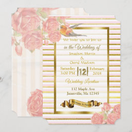 Roze en goudbloemen en uitvindingen van het vogelh kaart