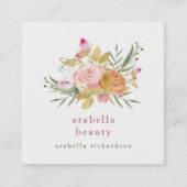 Roze en goudbloemen | Icons voor sociale media Vierkante Visitekaartje (Voorkant)