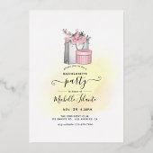 Roze en goudbolletjes lippen bachelorette Folie in Folie Uitnodiging (Achterkant)